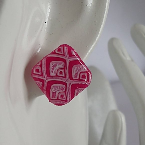 Handmade blue and white polymer clay earrings. Boucles d'oreilles fait à la main - Picture 7 of 7